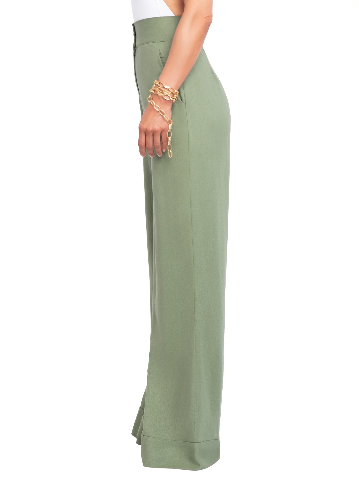 “Jetty - Olive” High Waist Wide Leg Pants - Image 4