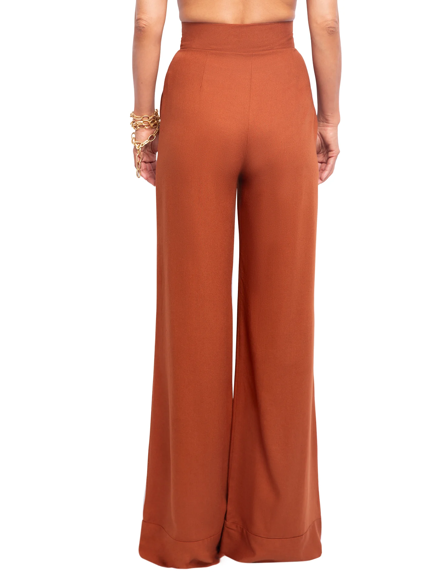 “Jetty - Cognac” High Waist Wide Leg Pants - Image 5