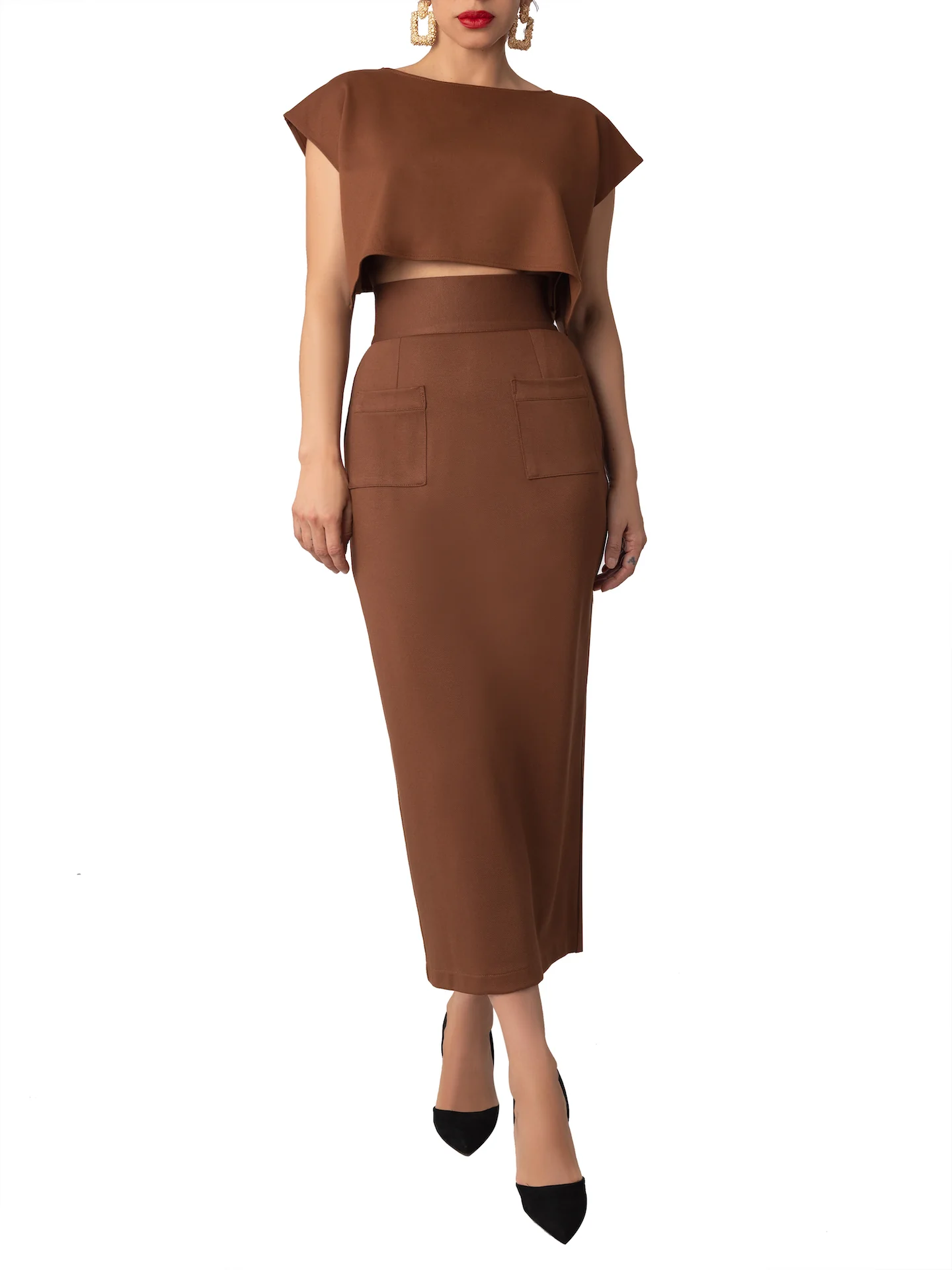 “Josette” Brown Pencil Skirt - Image 5