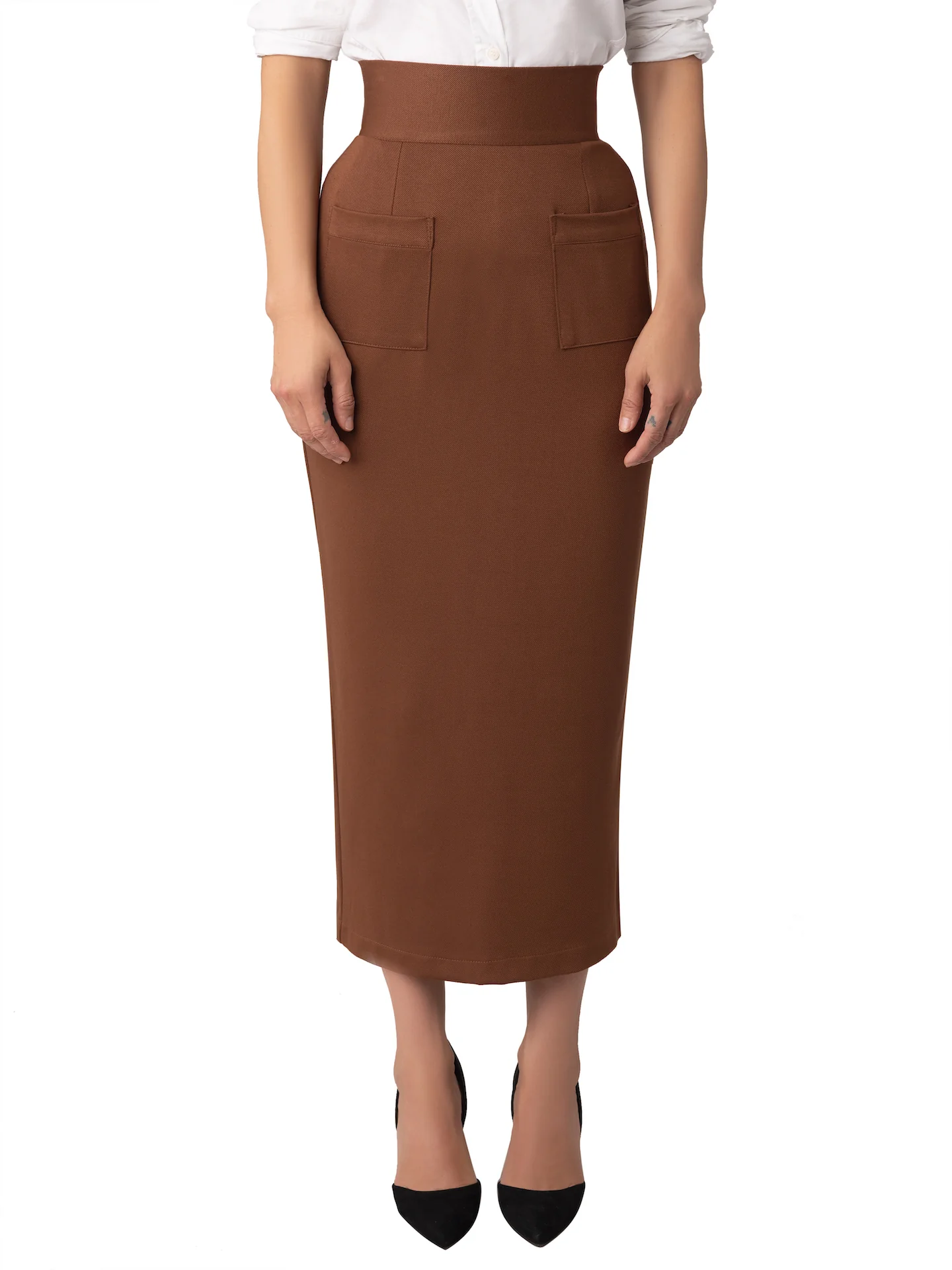 “Josette” Brown Pencil Skirt - Image 6