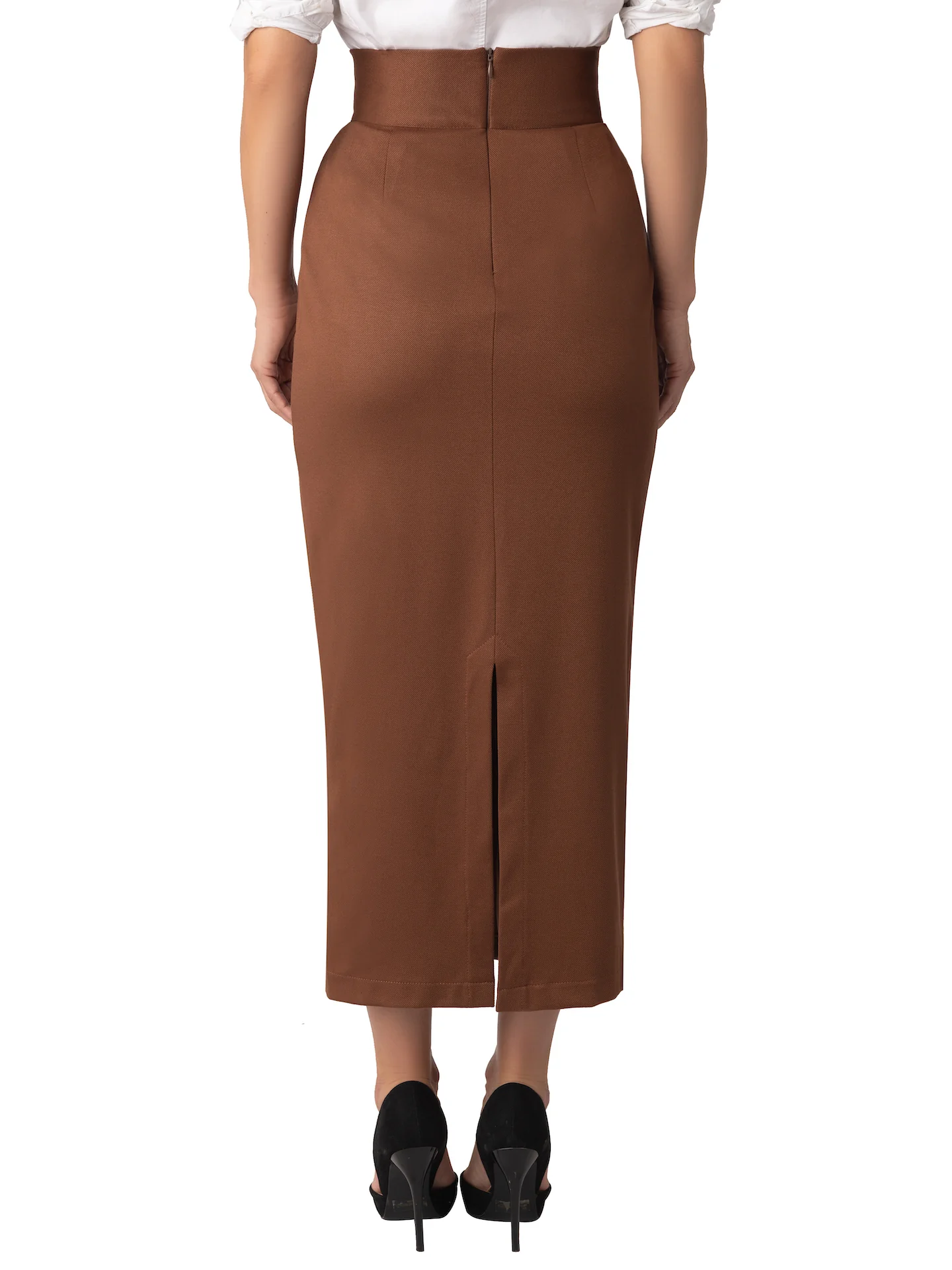 “Josette” Brown Pencil Skirt - Image 8