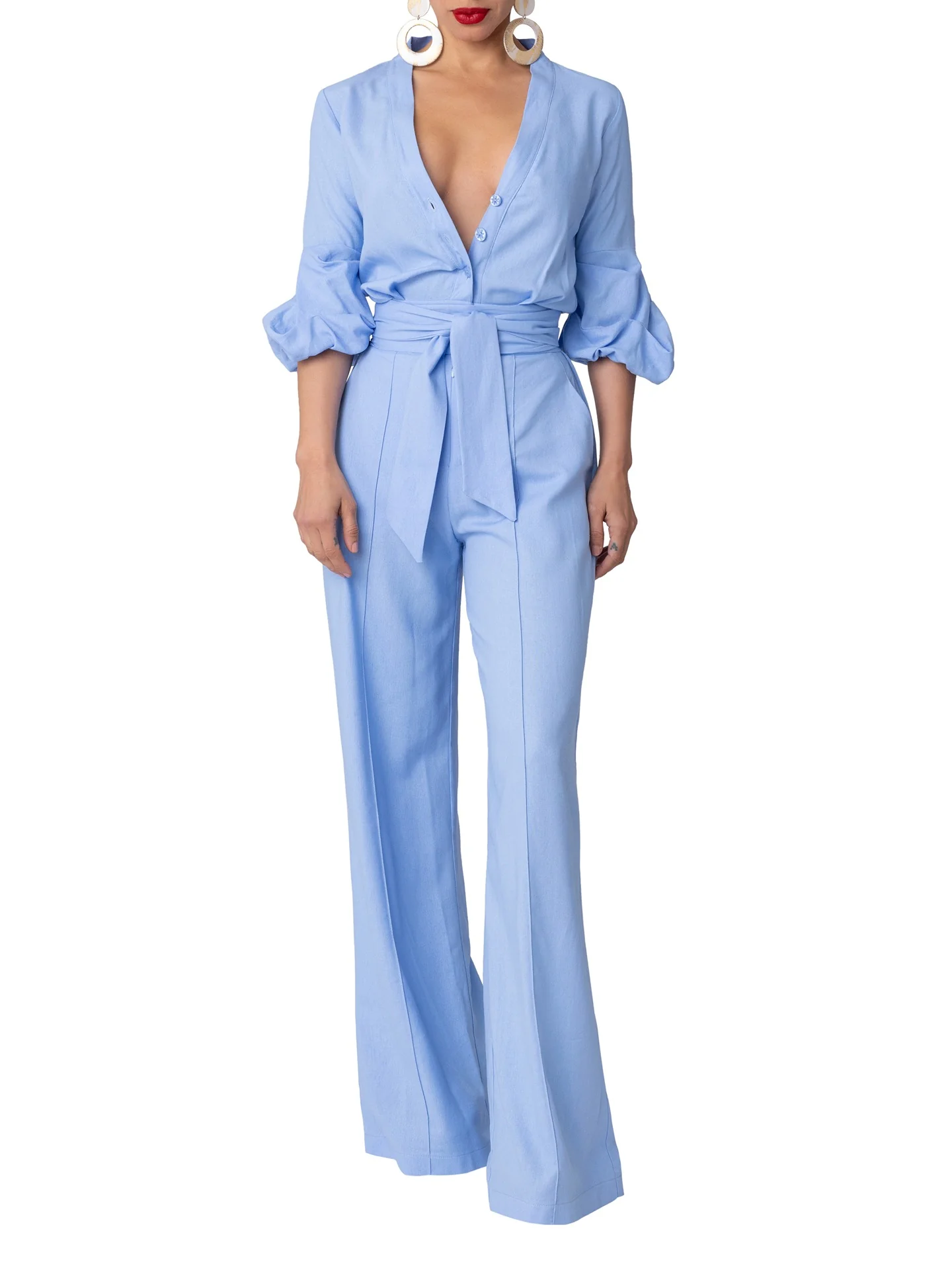 "Lagoon" Lt. Blue Button-Down Jumpsuit - Image 5