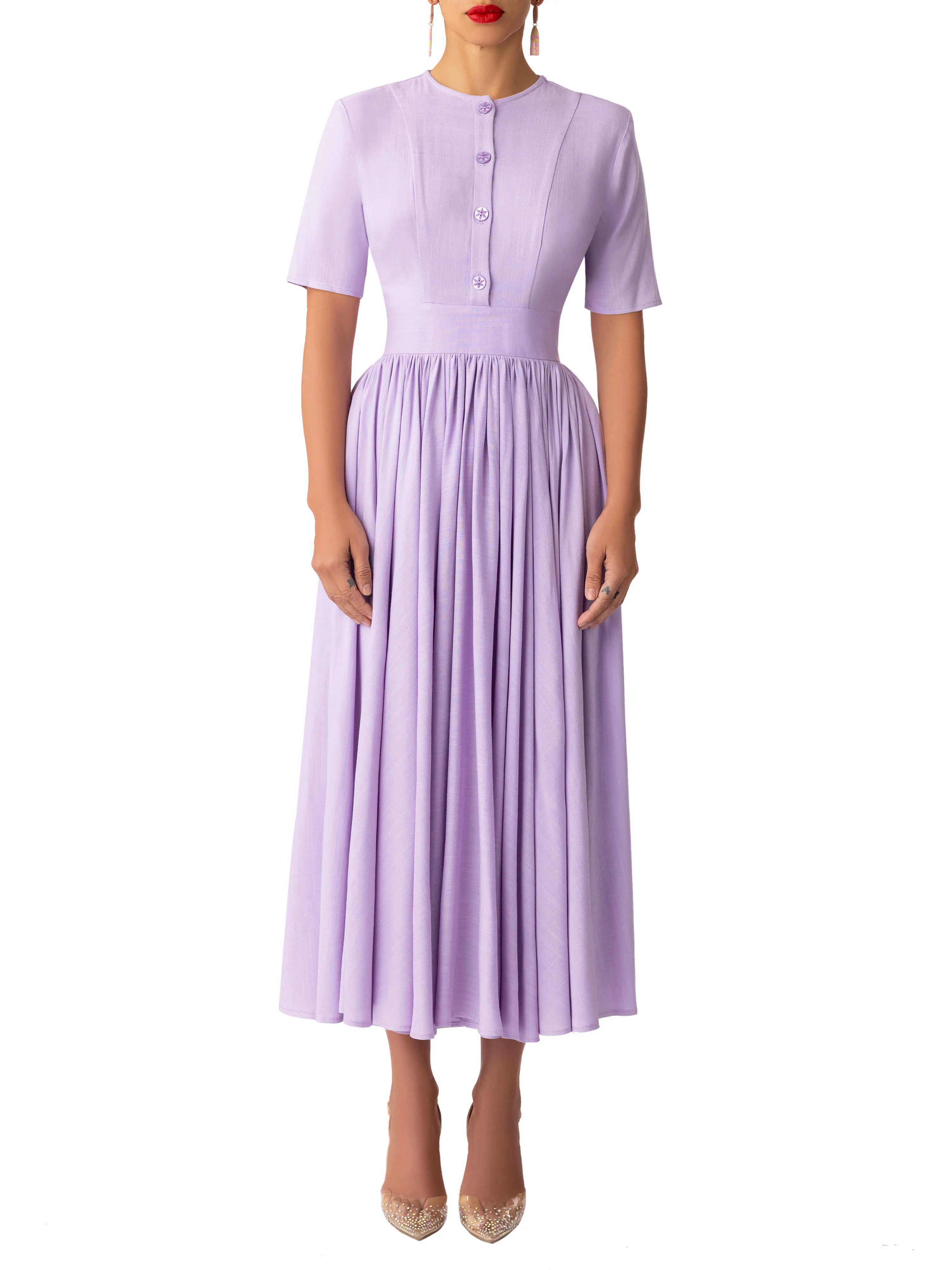 "Lavender" Lilac Swing Midi Dress - Image 3