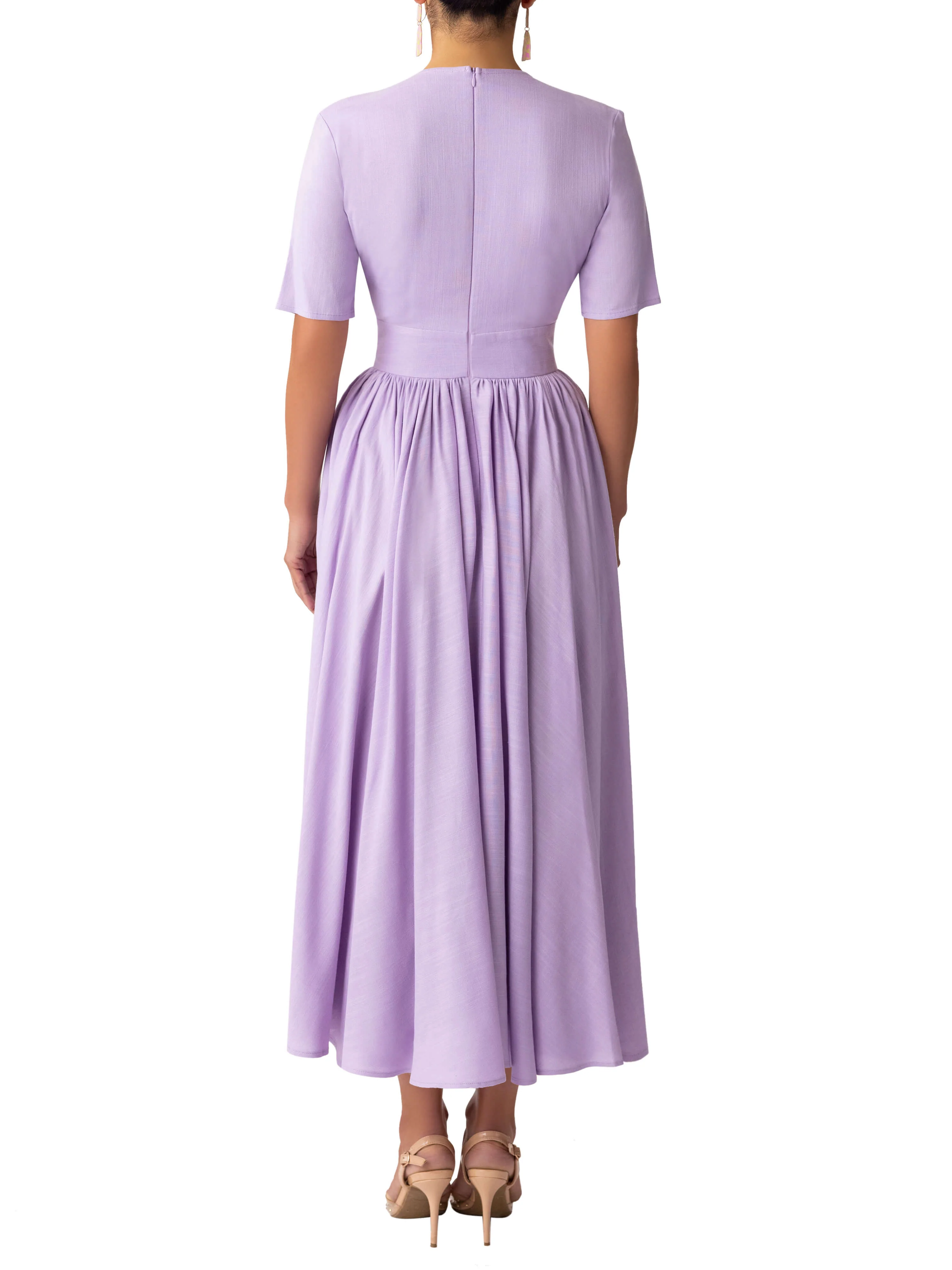 "Lavender" Lilac Swing Midi Dress - Image 5
