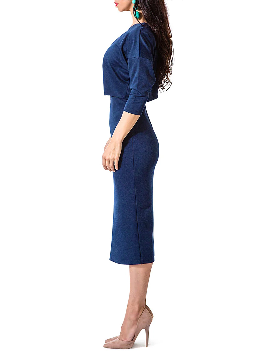 "Lily" Combo Crop Top Midi Dress - Image 3