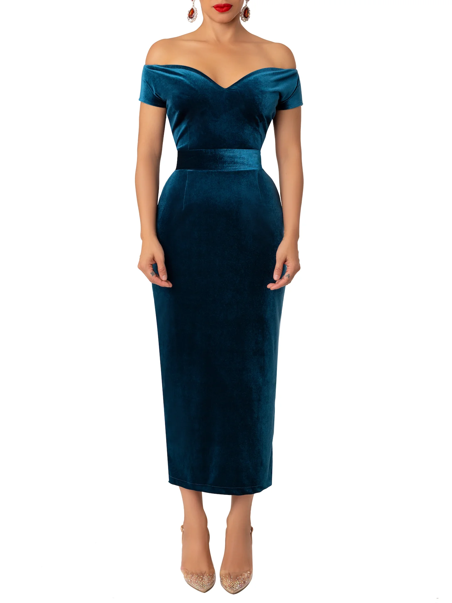 “Loretta” Petrol Midi Dress - Image 4