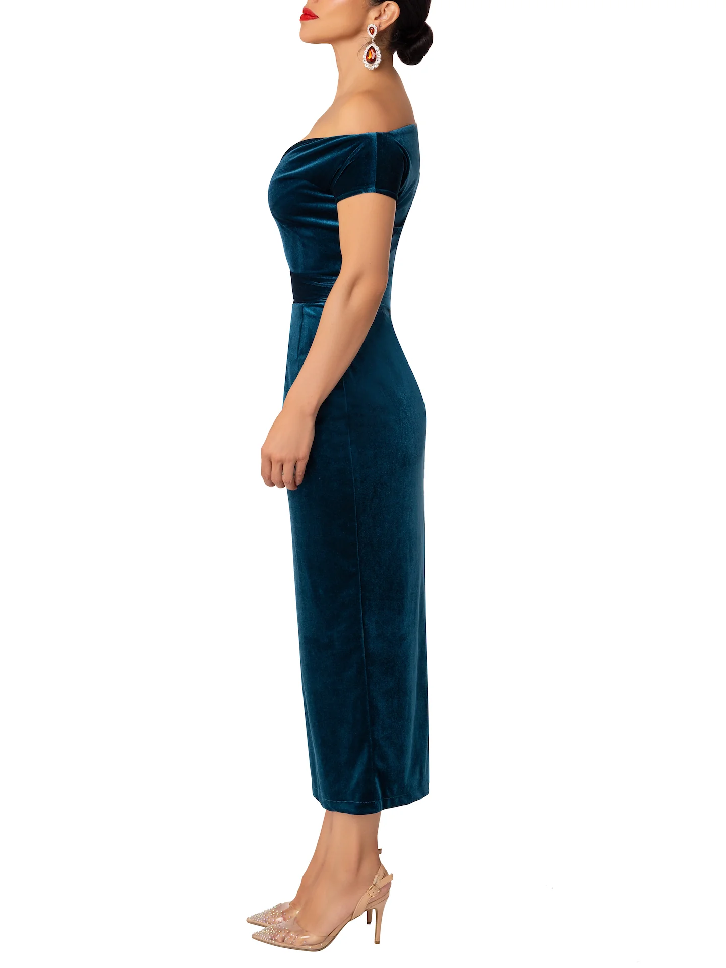 “Loretta” Petrol Midi Dress - Image 5