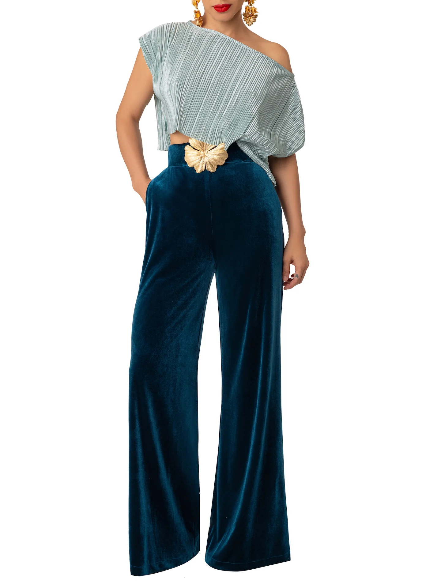 “Lucille” Petrol High Waist Pants - Image 4