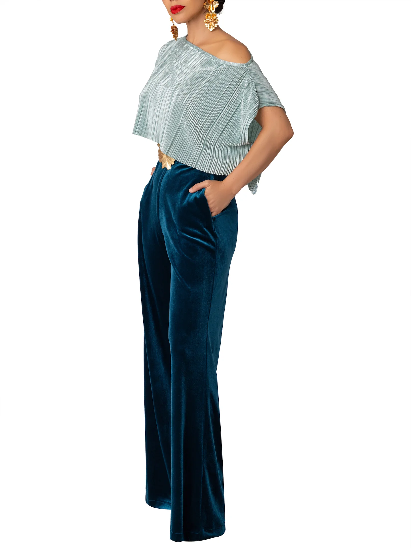 “Lucille” Petrol High Waist Pants - Image 5