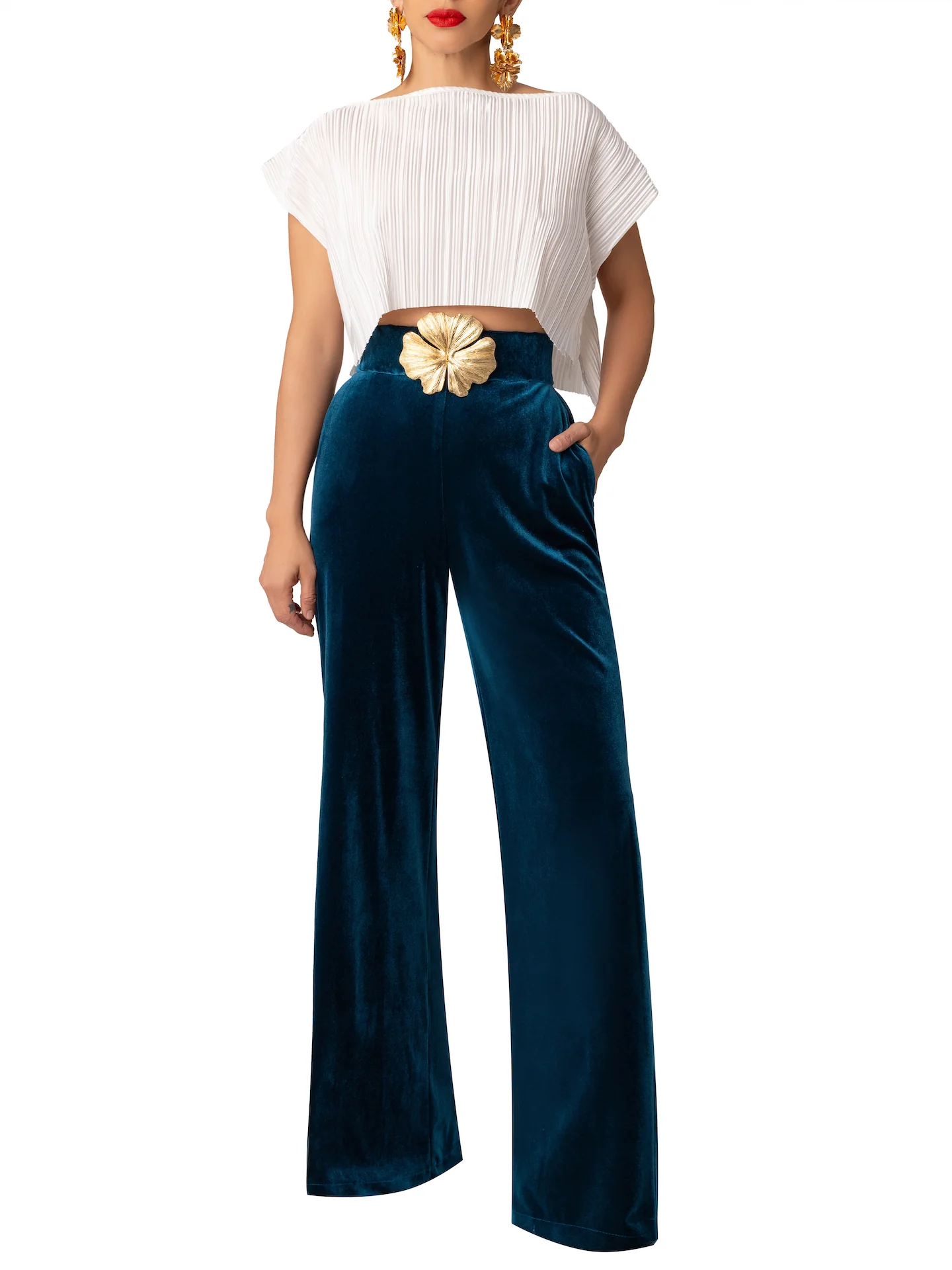 “Lucille” Petrol High Waist Pants - Image 6