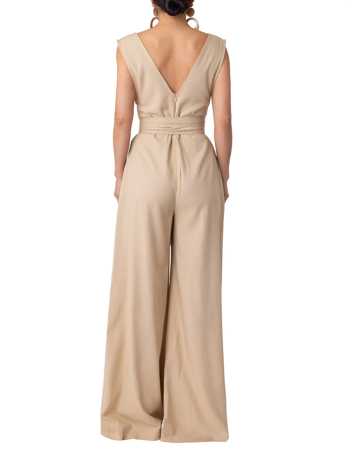 "Maho Beach" Tan Deep V-Neck Jumpsuit - Image 8