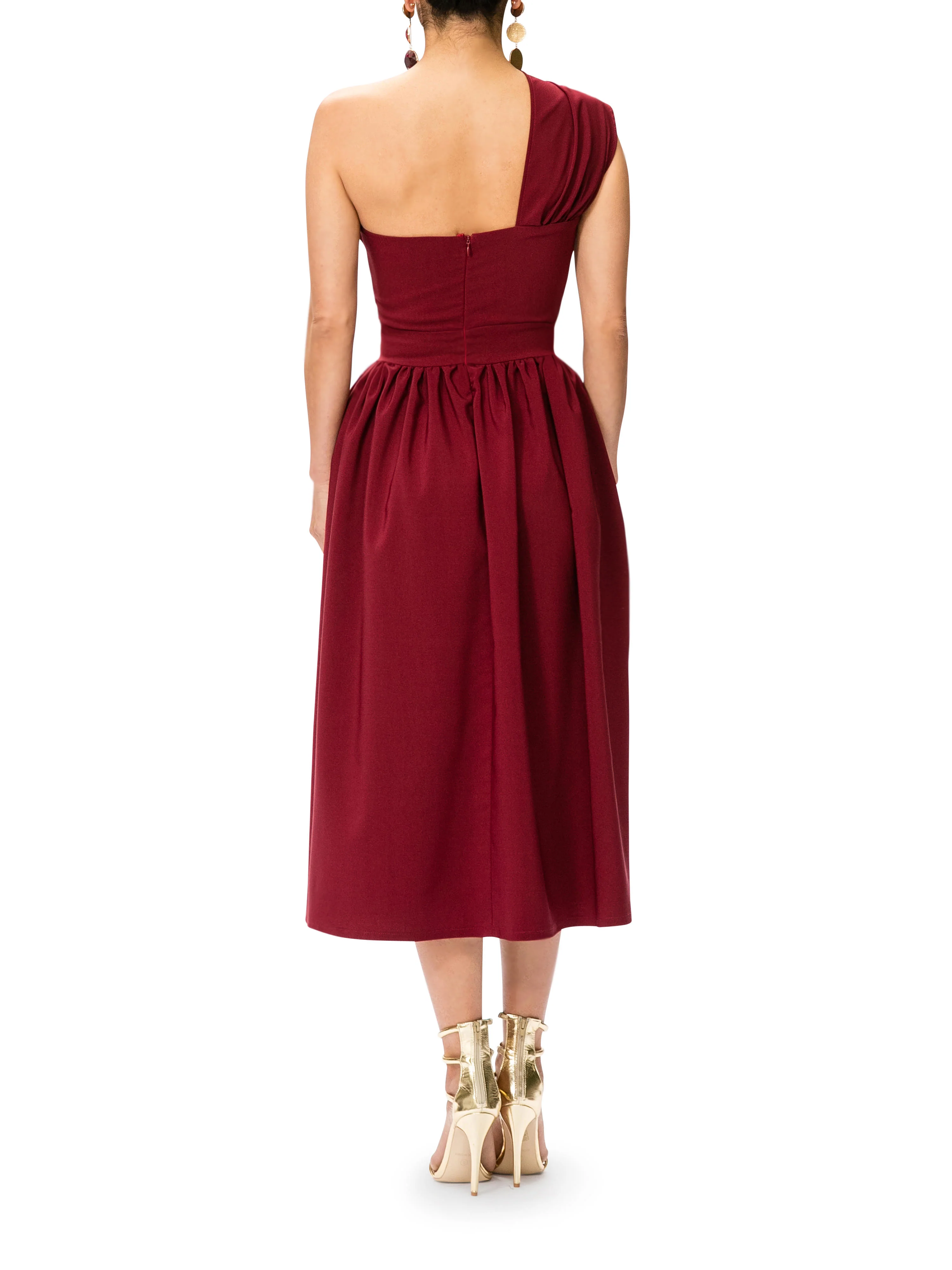 "Marilyn" One Shoulder Midi Dress - Image 5
