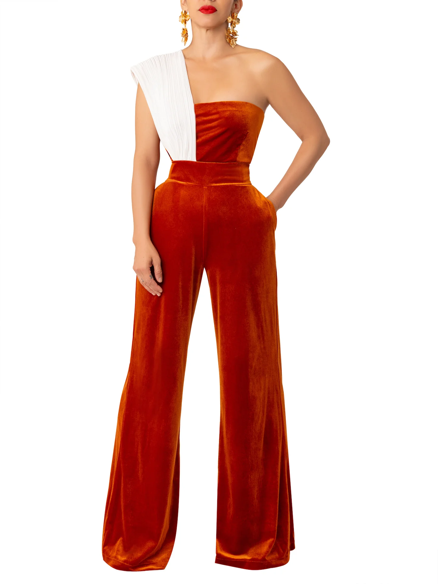 “Meryl” Copper Contrast Jumpsuit - Image 3