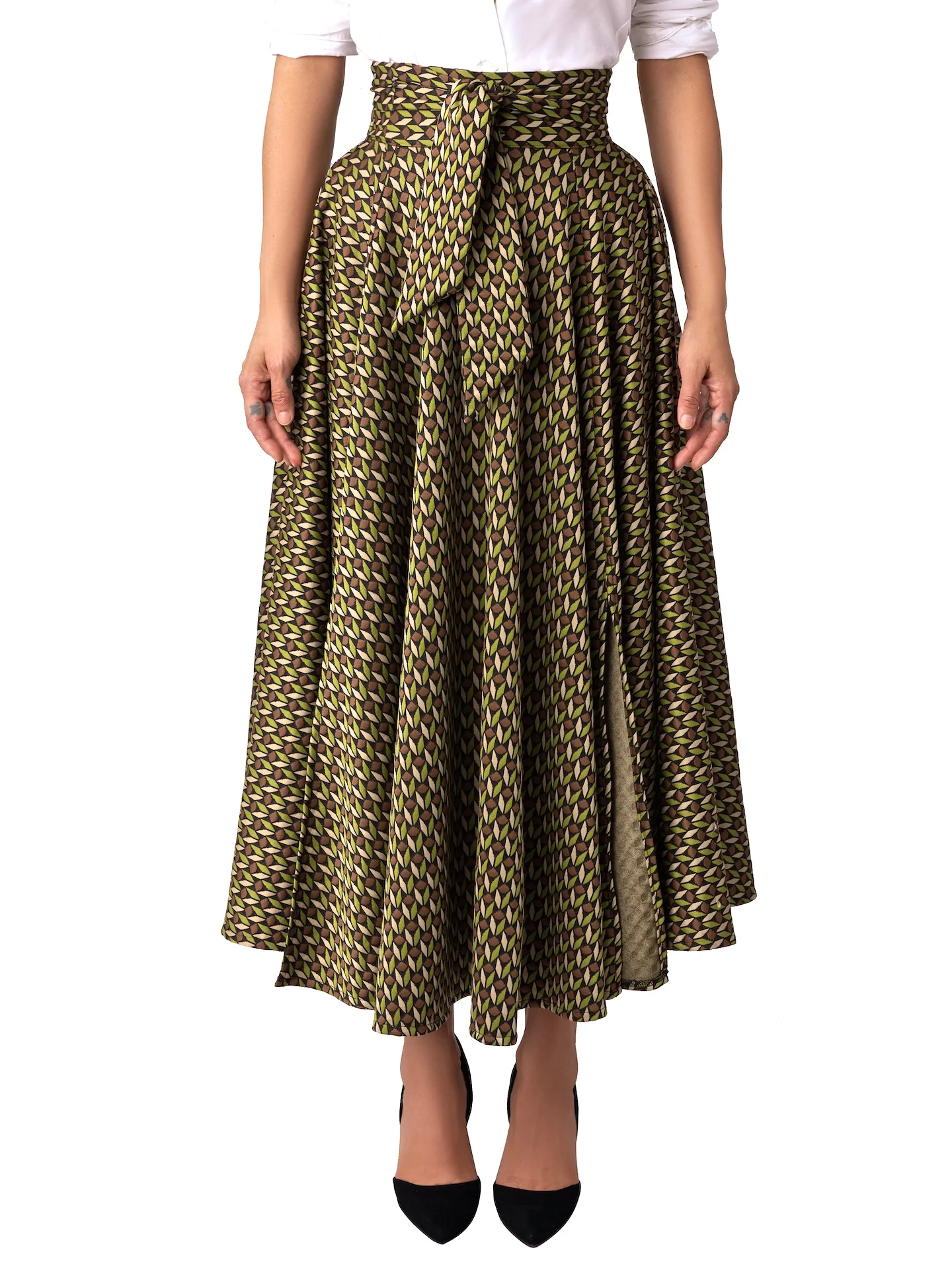 “Nora” Pattern Belted Skirt - Image 4
