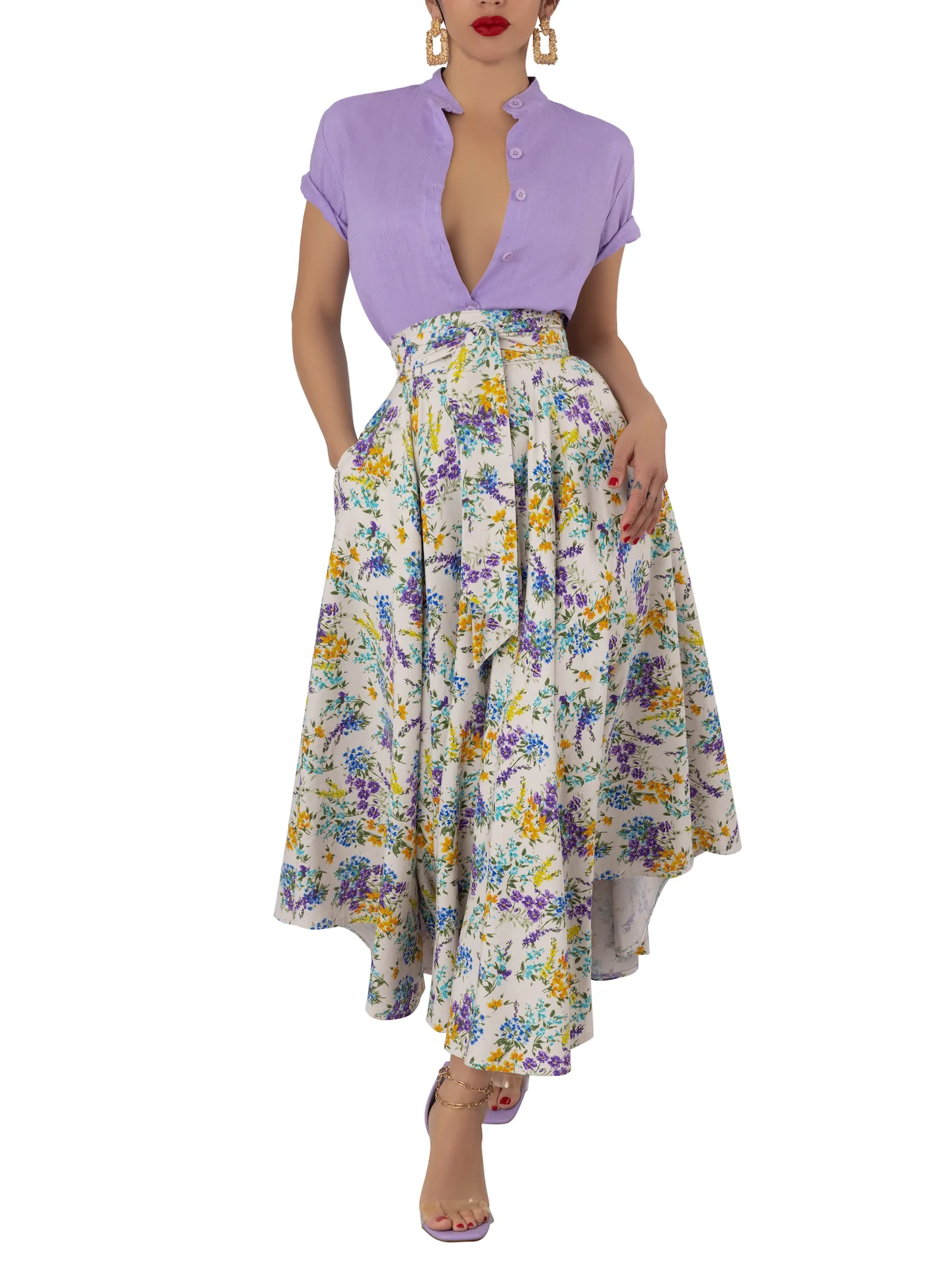 "Orchid" Lilac Button Down Top - Image 3