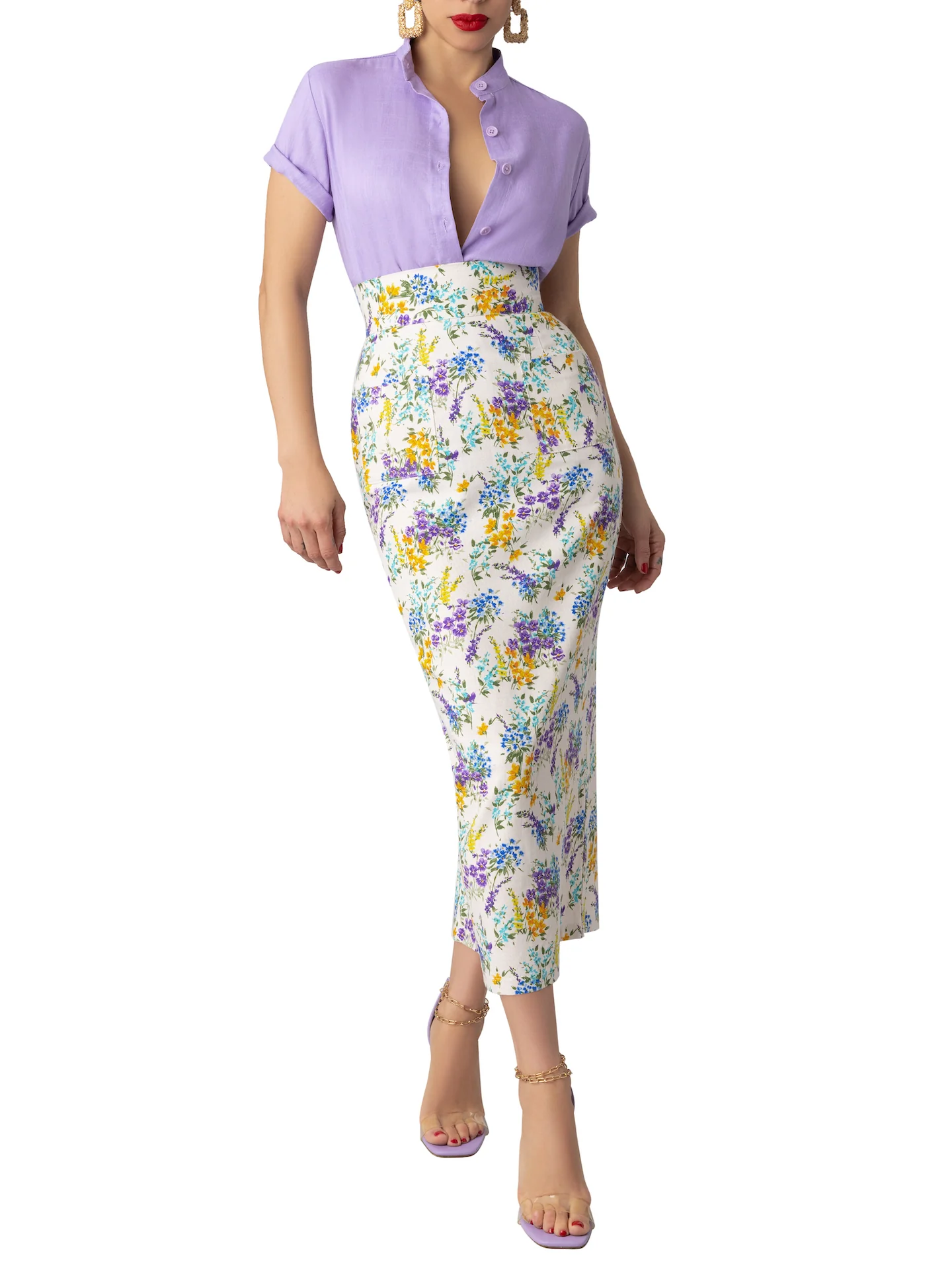 "Orchid" Lilac Button Down Top - Image 6