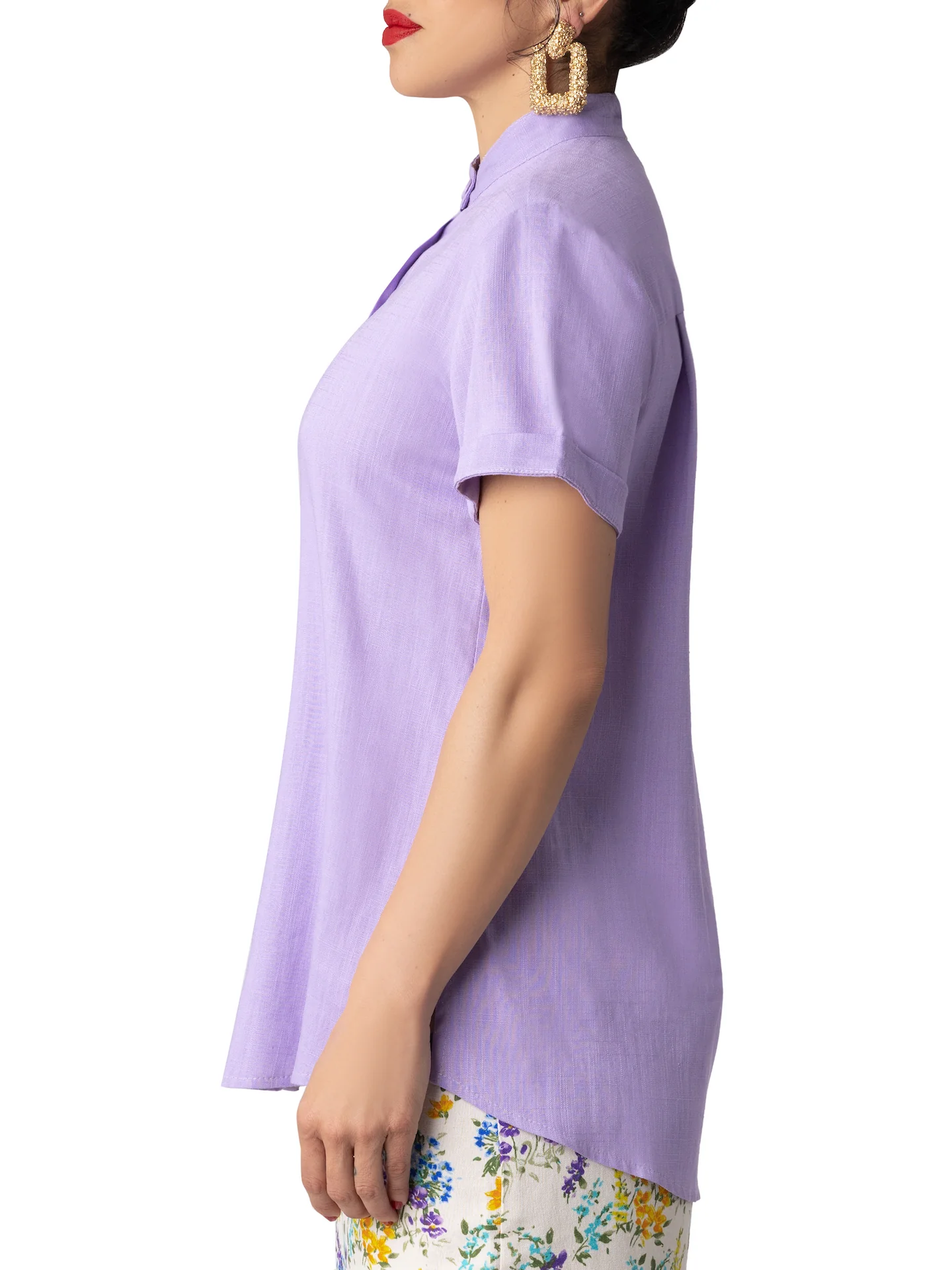 "Orchid" Lilac Button Down Top - Image 8