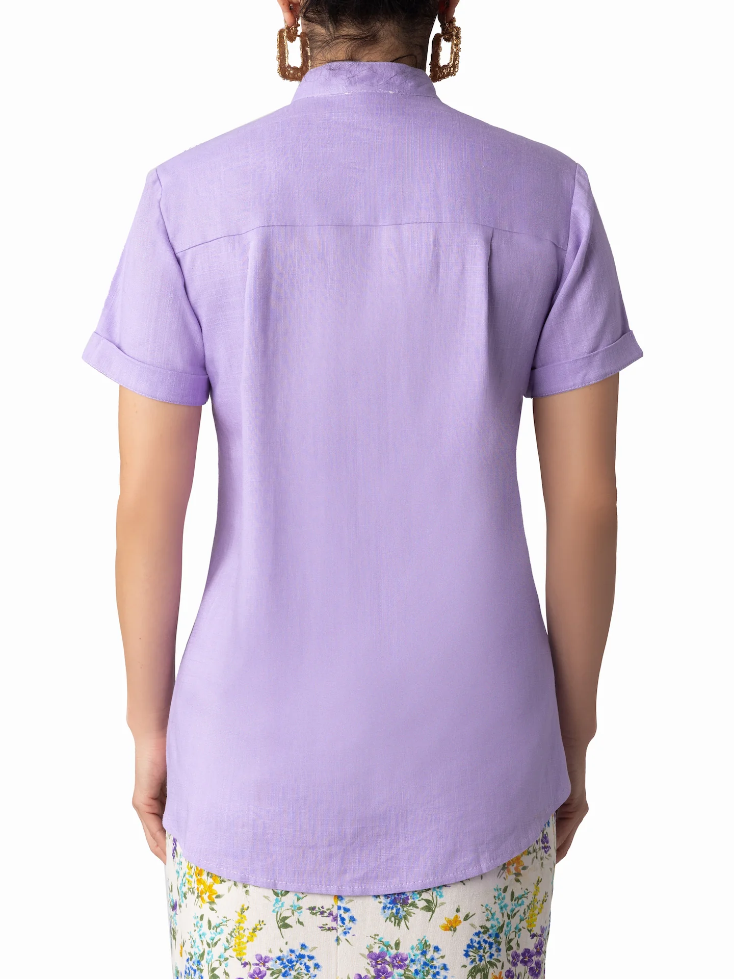 "Orchid" Lilac Button Down Top - Image 9