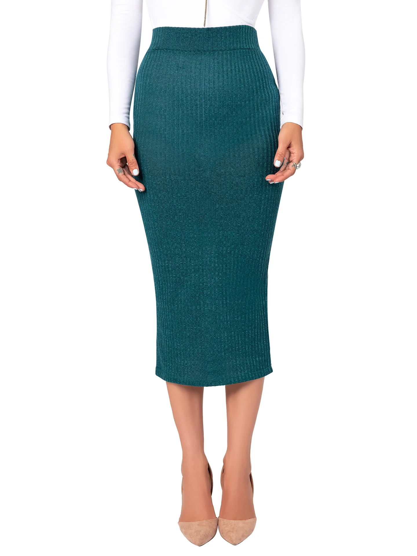 "Pauli" Hunter Green Pencil Skirt - Image 4