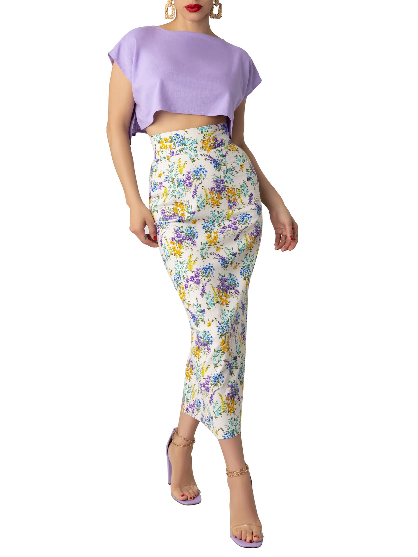 "Petal" Floral Pencil Skirt - Image 4
