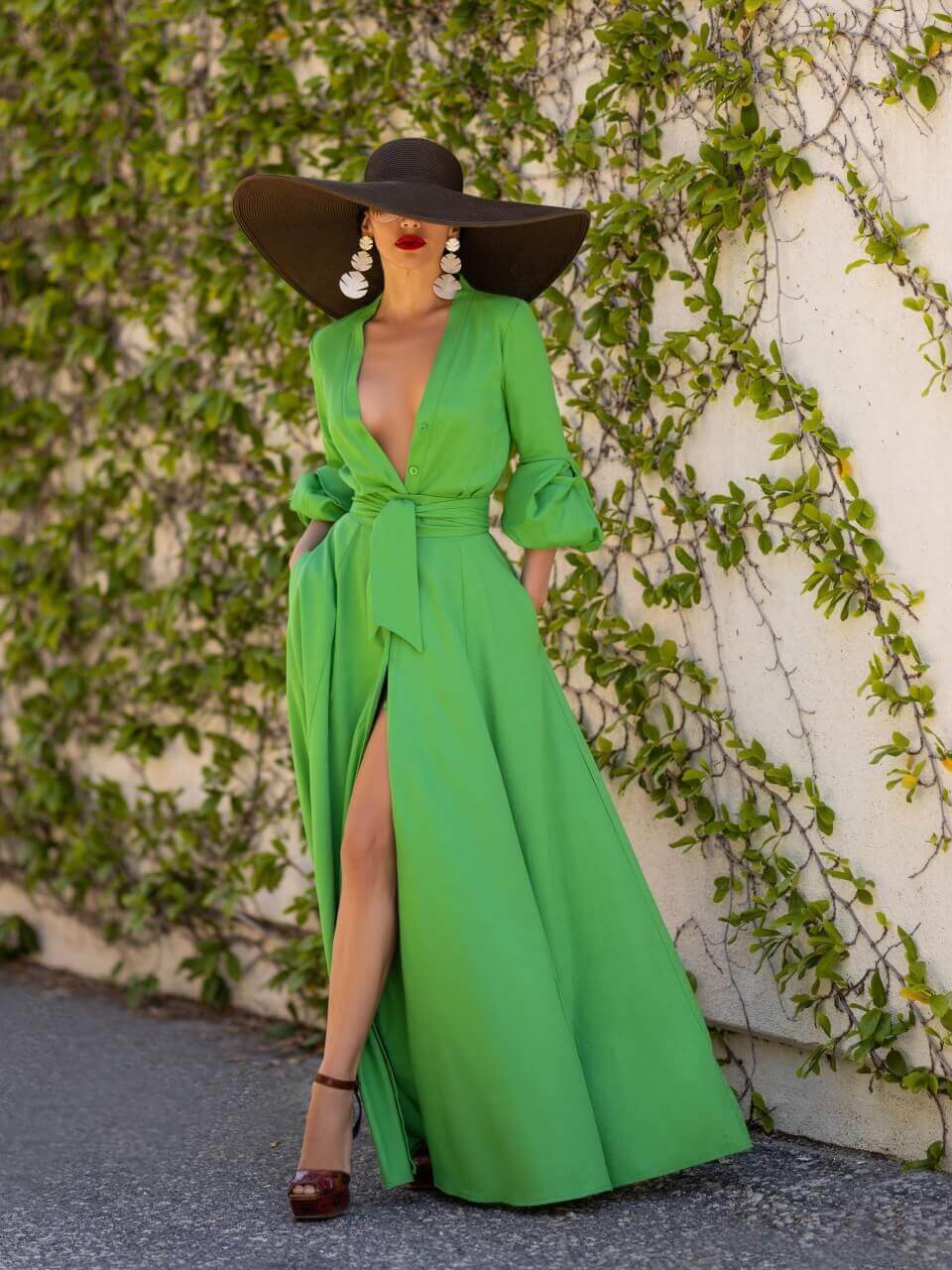 "Positano" Green Maxi Dress - Image 3