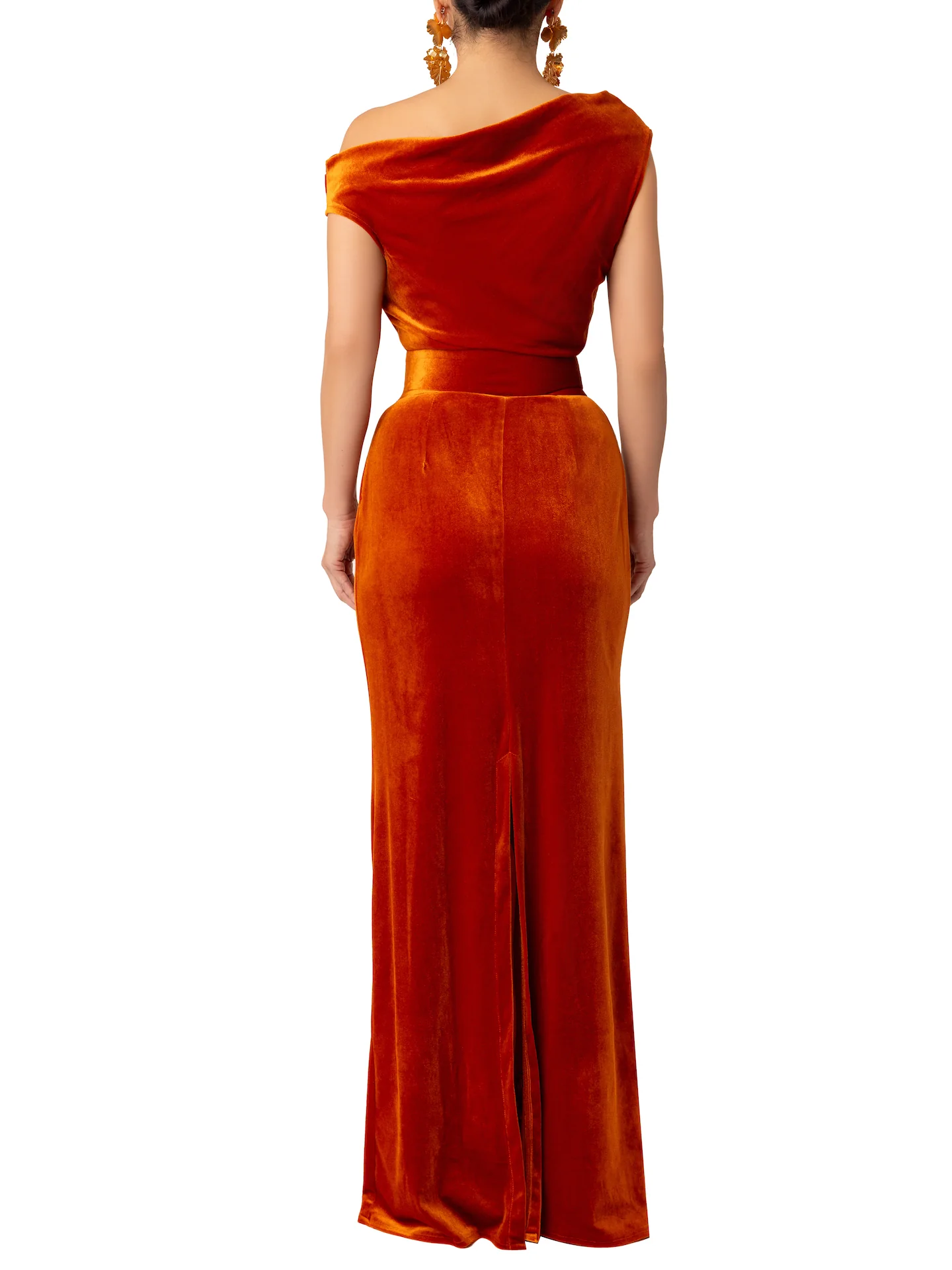 “Qetsiyah” Copper Off Shoulder Dress - Image 6