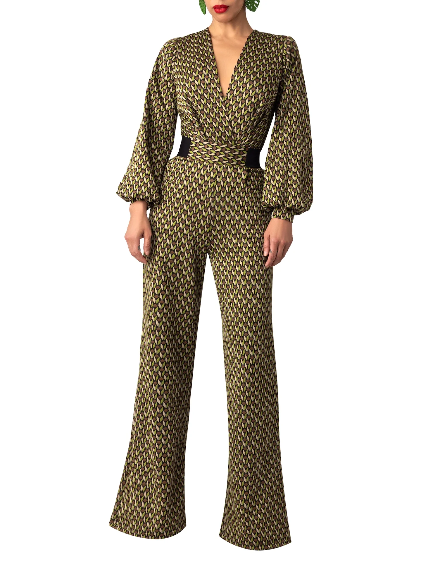 “Rebekah” Pattern & Black Contrast Jumpsuit - Image 4