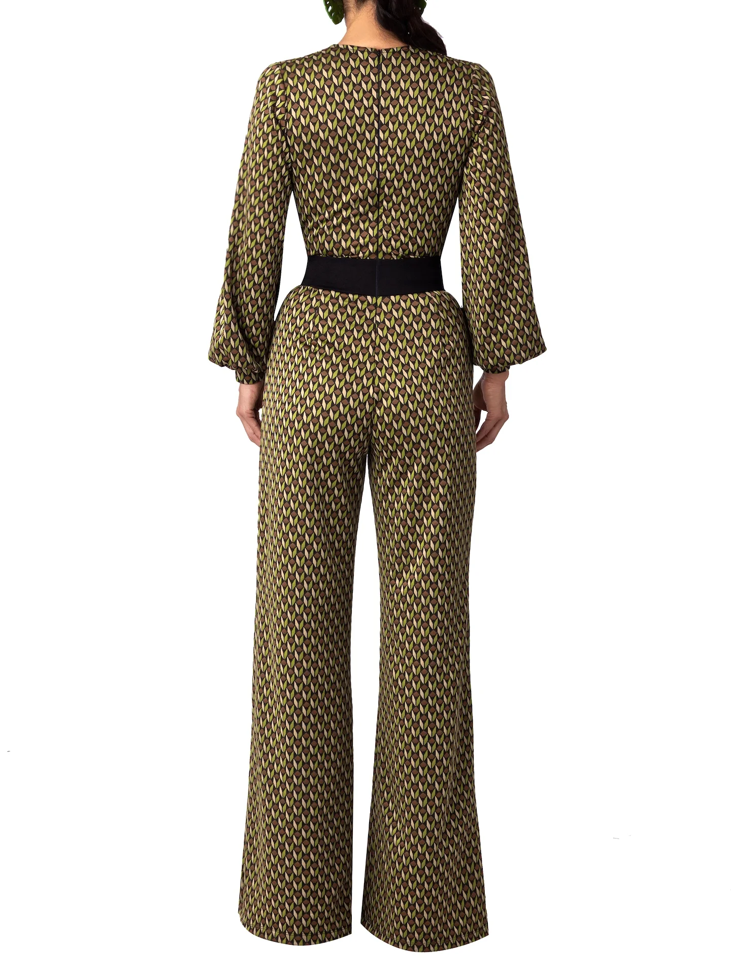 “Rebekah” Pattern & Black Contrast Jumpsuit - Image 7
