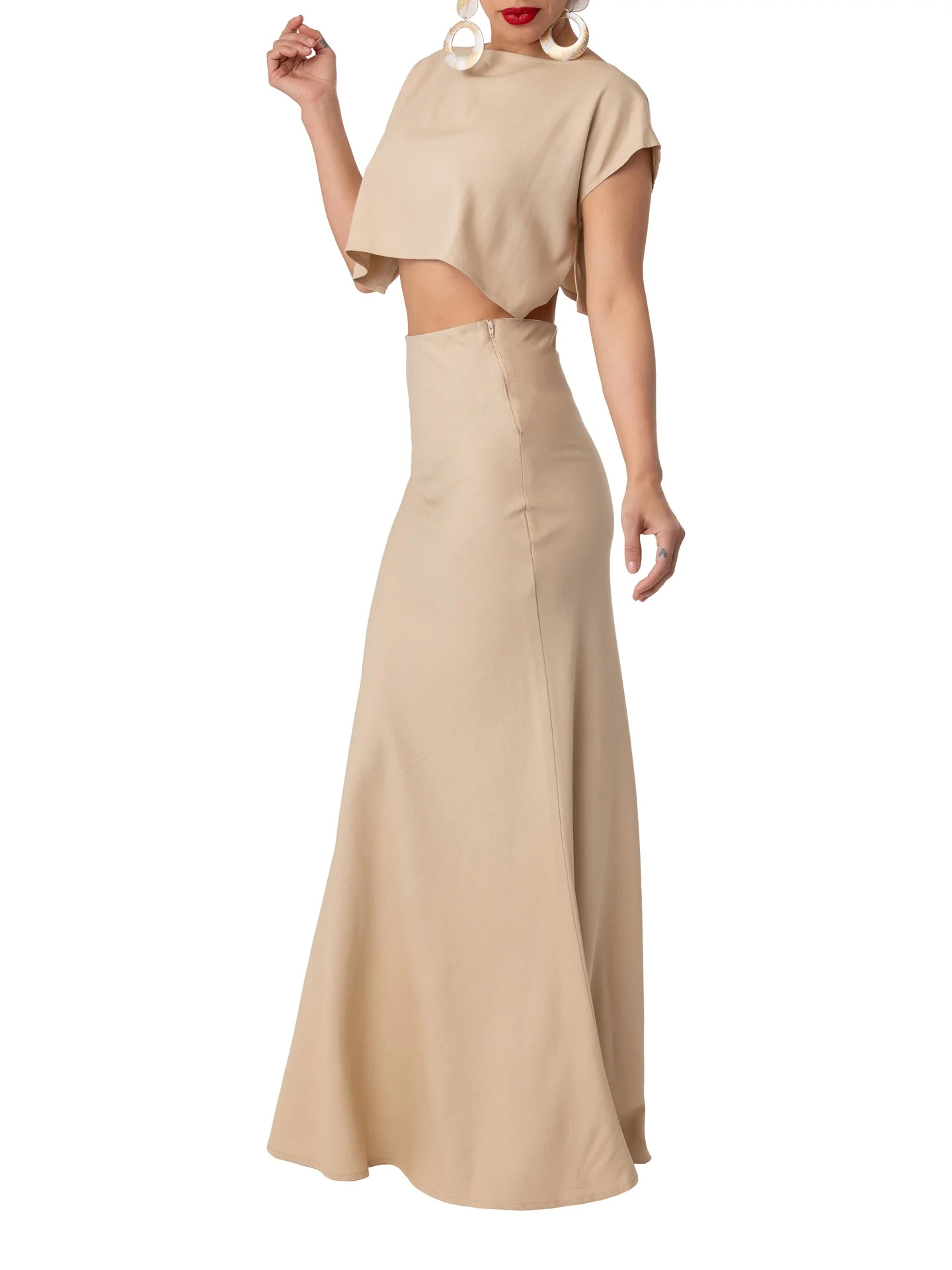 "Riveria" Tan Mermaid Maxi Skirt - Image 5