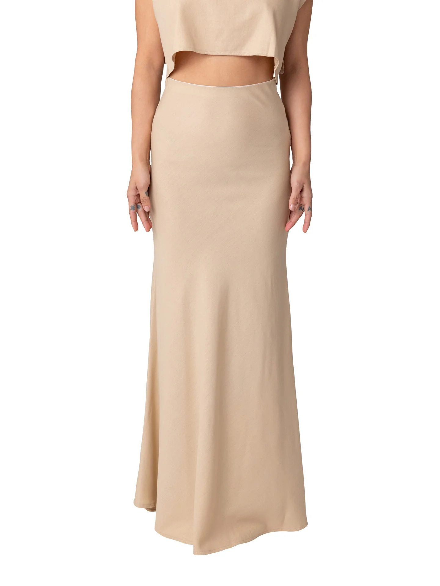 "Riveria" Tan Mermaid Maxi Skirt - Image 6