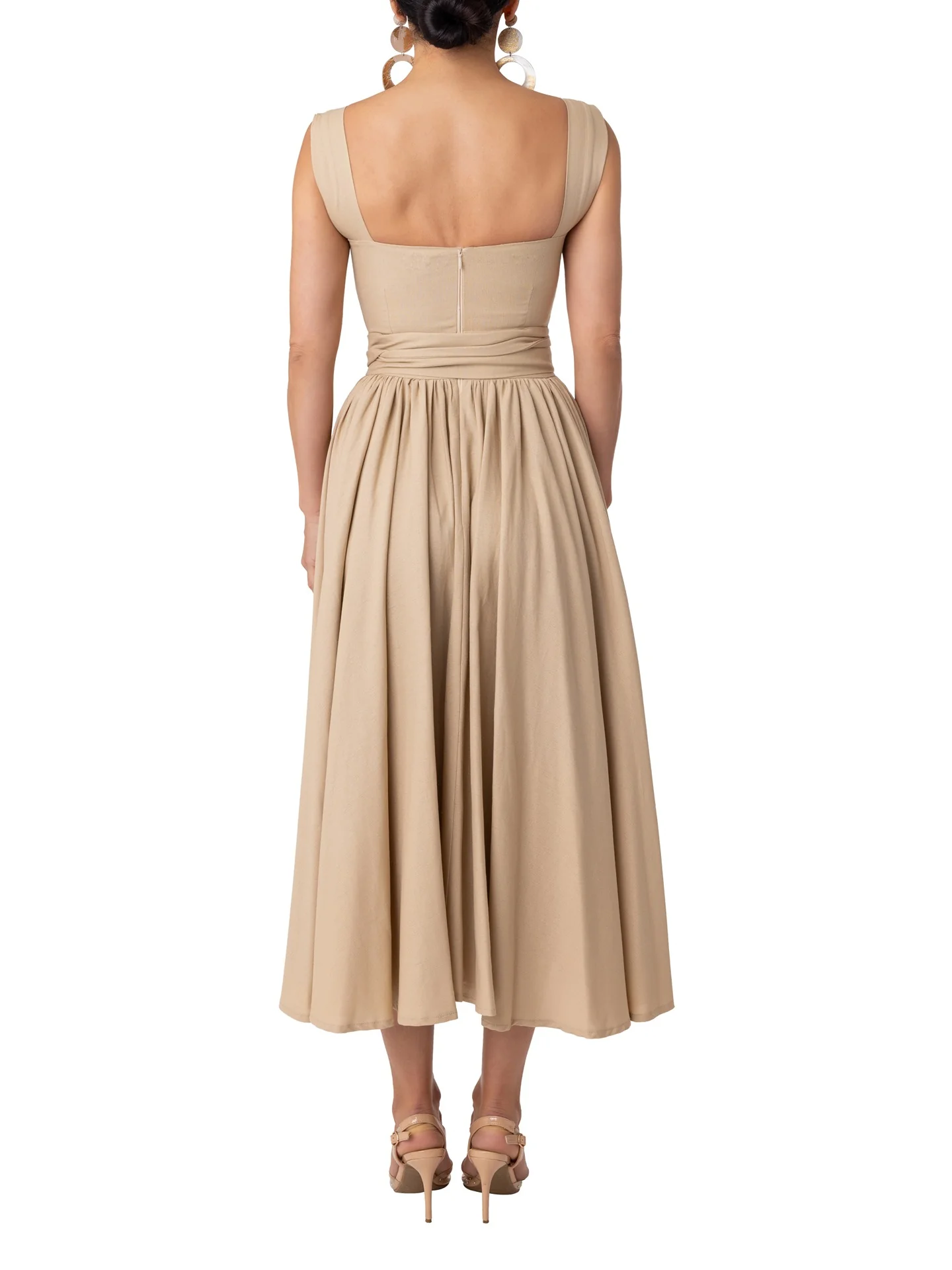 "Sandbar" Tan Square Neck Dress - Image 7