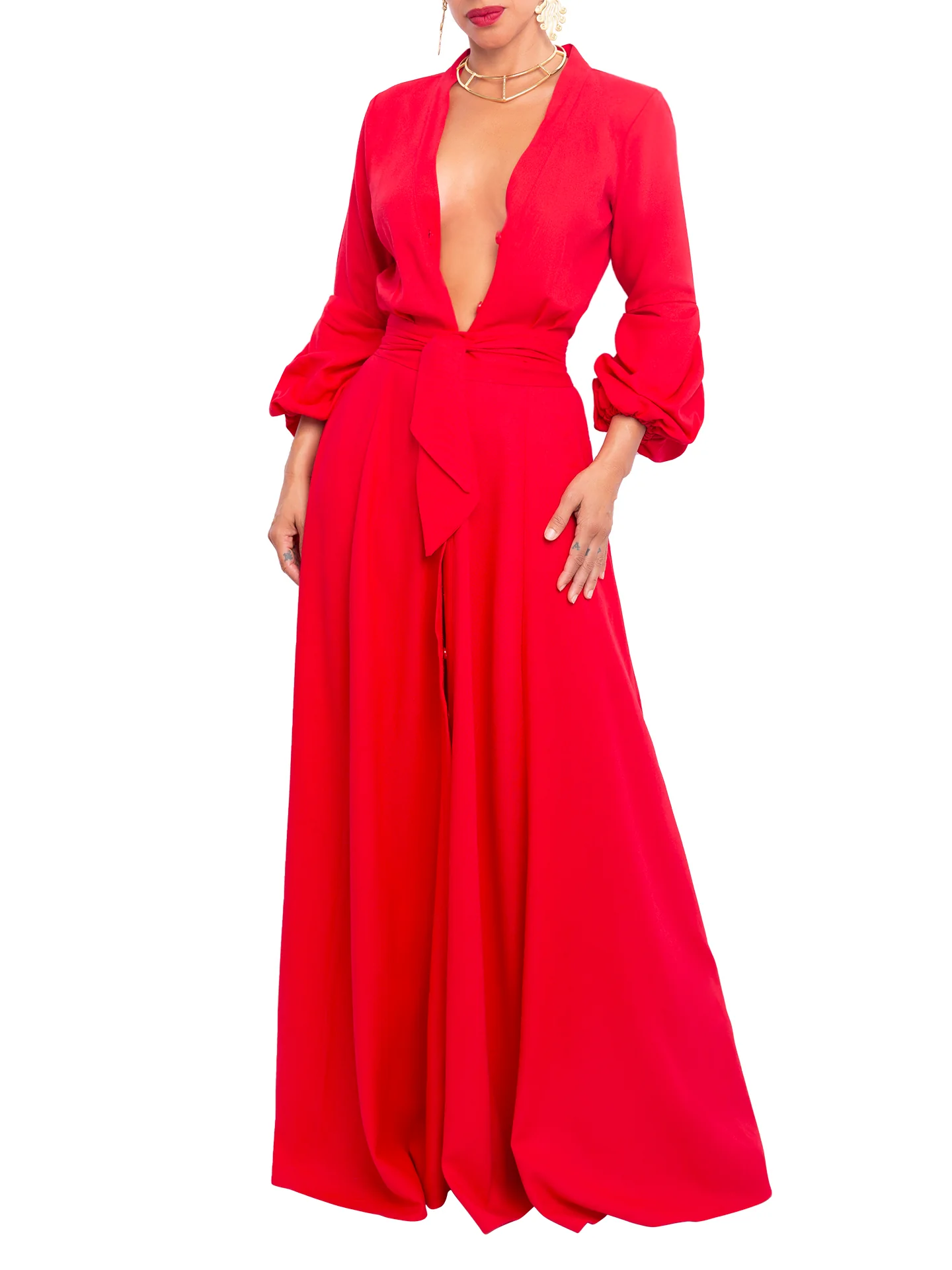 "Skipper - Red" Maxi Button-Down Dress - Image 3