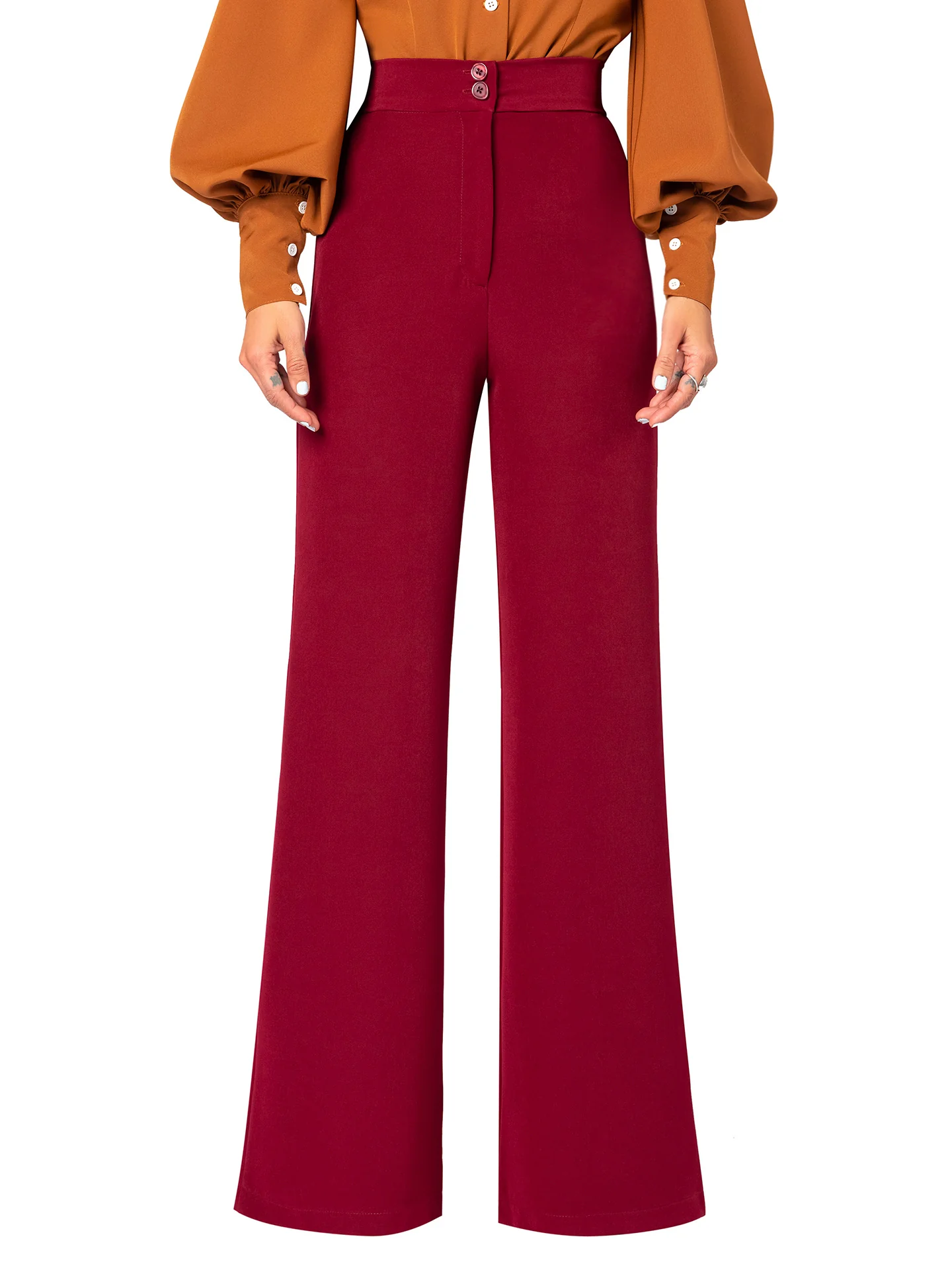 "Sojourner" Burgundy High Waist Pants - Image 3