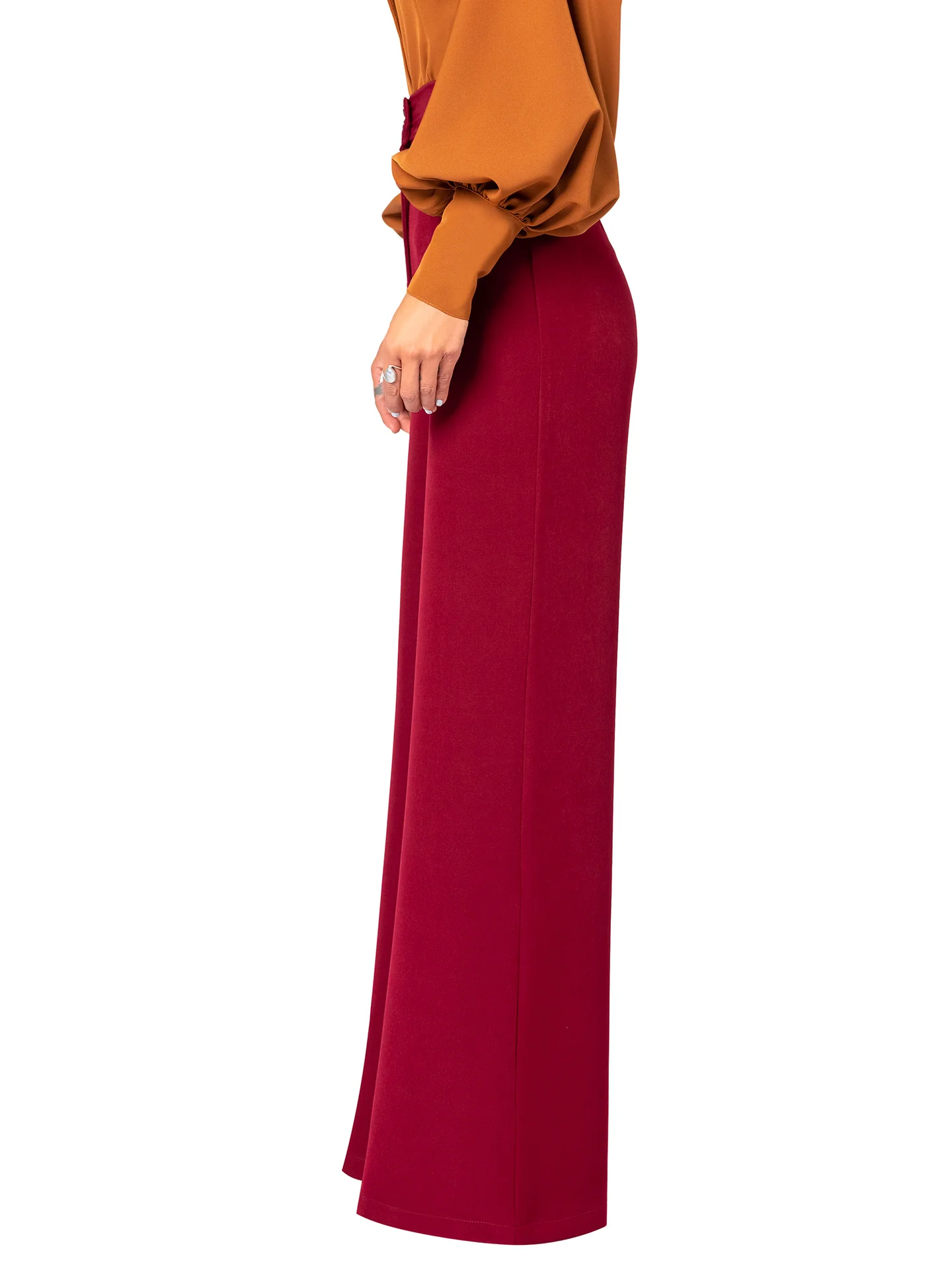 "Sojourner" Burgundy High Waist Pants - Image 4