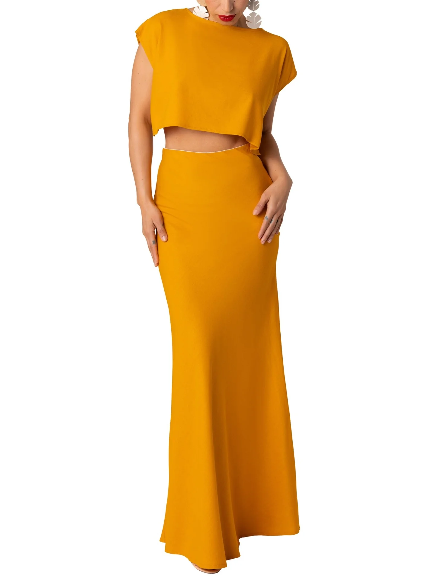 "Spiaggia" Yellow Mermaid Maxi Skirt - Image 5