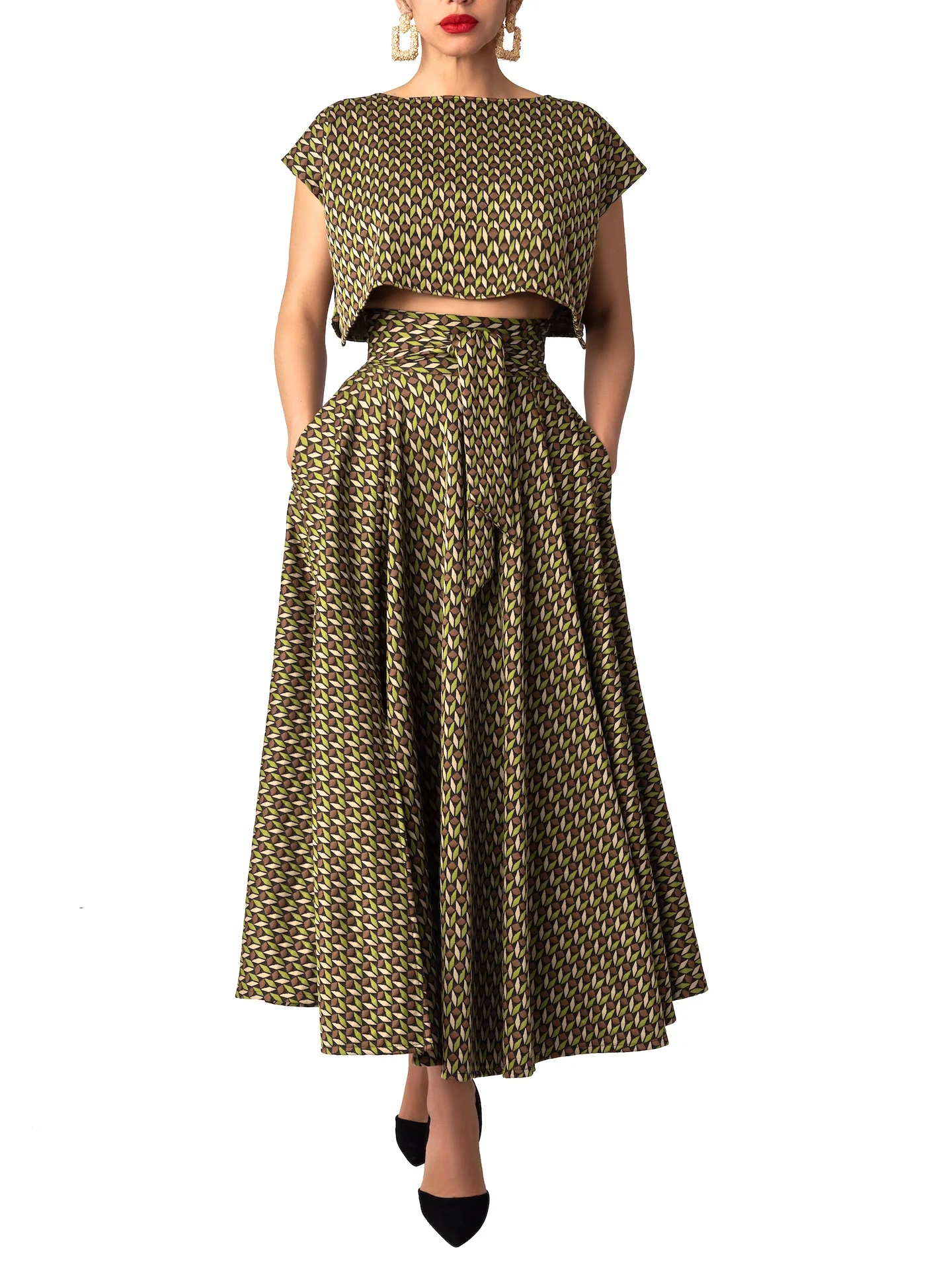 "Sybil" Pattern Crop Top - Image 4