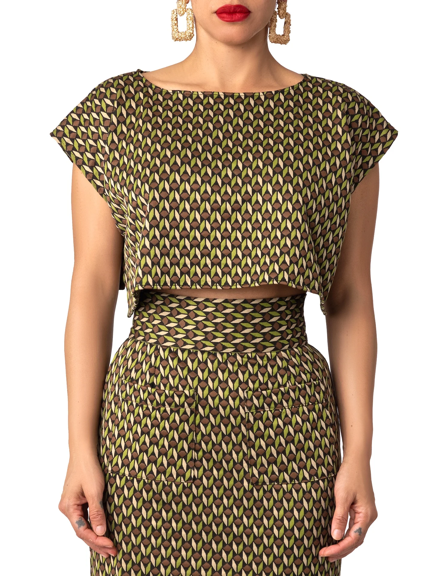 "Sybil" Pattern Crop Top - Image 5