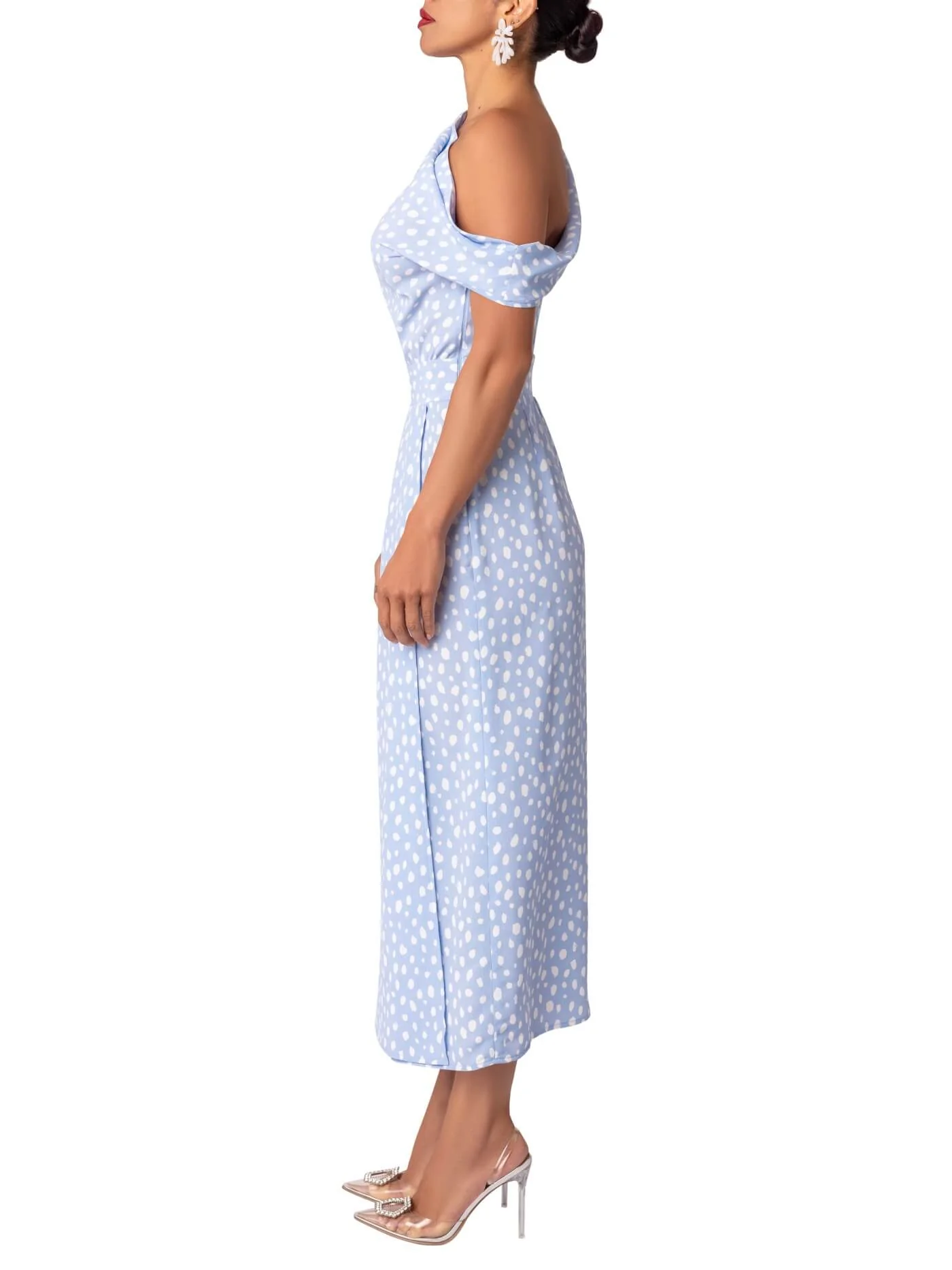 “Tide” Polka Dot Off-Shoulder Midi Dress - Image 4