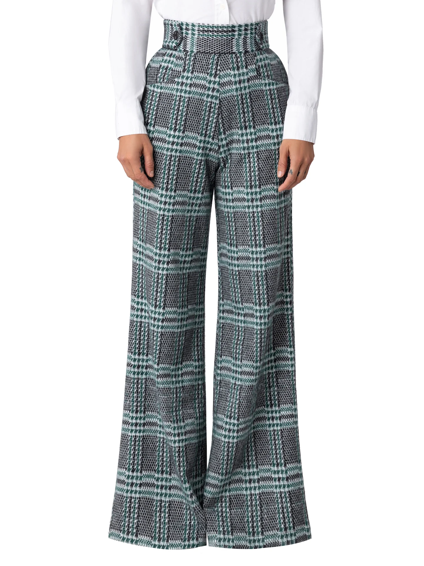 “Wales” Green Brushed Plaid Pants - Image 4